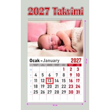 Orkide Matbaacilik Takvim - Spiralli 12 Yaprak 32X47 cm -Bebek Resimli Kuşe Kağıt Duvar Takvimi - 2027