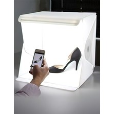 Benturk Taşınabilir LED Işıklı Ürün Fotoğraf Çekim Çadırı Beyaz Işık 23X24X30 cm Kolay Kurulum  - H117244