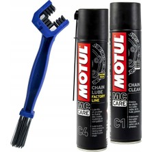Motul Motosiklet Zincir Bakım Seti C1 Temizleme Spreyi ve C4 Yağlayıcı Fırça Tüm Zincir Tipleri İçin