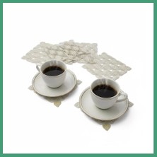 S'82 6 Lı Dantel Kahve Sunumluğu 15X15 cm Asorti Desenli Şık Bardak Altlığı BZS82