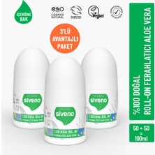Siveno %100 Doğal Roll-On Aloe Vera Deodorant Ter Kokusu Önleyici Bitkisel Lekesiz Vegan 50 ml X3 Adet