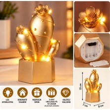 Marka Kolik LED Işıklı Sevimli Kaktüs Dekoratif Masa Lambası Mini Biblo Gece Lambası Gold