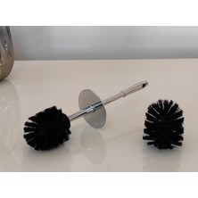 Rc Home Klozet Fırça Sapı ve 2 Adet Yedek Fırça Ucu ( Üniversal Tuvalet/wc Fırçası - Krom) Modern Tasarım