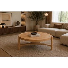 Klass Dekor Ceviz/ Meşe/ Beyaz/ Siyah Masif Ahşap Balkon- Hol- Koridor- Mutfak- Salon- Ofis Yuvarlak Clover Yan Sehpa Çap 60 cm