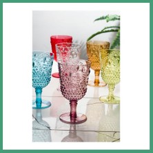 S'82 Akrilik Renkli 6'lı Kadeh & Su Meşrubat Kahve Yanı Bardağı 450 ml ( Cam Değildir ) BZS82