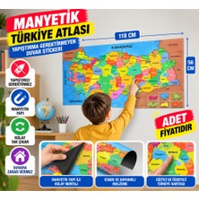 Marka Kolik Renkli Türkiye Haritası Manyetik Yapıştırıcı Gerektirmeyen Duvar Stickerı 118 cm * 56 cm (Adet Fiyatıdır)