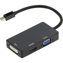 Maxgo 2106 Mini Displayport Dönüştürücü Kablo Adaptör HDMI DVI VGA 0,20 cm Plastik Malzeme