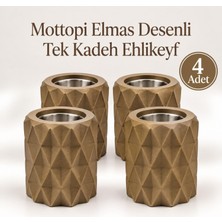 TemmuzX Ehlikeyf Elmas Desenli,1 Kadeh Yuvalı,metal Iç Hazneli,termojelli Soğutucu (4 Adet Bronz)