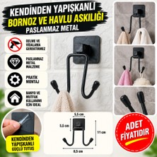 Marka Kolik Kendiliğinden Yapışkanlı Siyah Paslanmaz Metal Bornoz ve Havlu Askılığı (Adet Fiyatıdır)