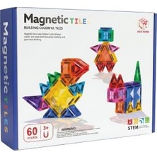 TemmuzX Kzl Kids Home Renkli Manyetik Yapı Blokları Seti 7.5 cm 60 Parça 188M43