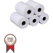 TemmuzX Torima 1 Paket (5 Adet) Beyaz Termal Rulo Kağıt Yapışkansız Etiket Tüm Termal Makinalarla Uyumlu
