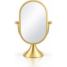 TemmuzX Gold Oval Masaüstü Makyaj Aynası – Ayarlanabilir Ayaklı Dekoratif Vanity Ayna