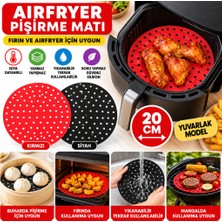 Marka Kolik Siyah Isıya Dayanıklı Yıkanılabilir Silikon Fırın ve Airfryer Yuvarlak Model Pişirme Matı 20 cm