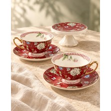 TemmuzX Ruby Garden 2 Kişilik Çay Fincan Seti, 5 Parça, 200 cc P376.137141