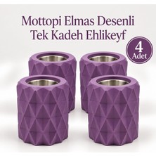 TemmuzX Ehlikeyf Elmas Desenli,1 Kadeh Yuvalı,metal Iç Hazneli,termojelli Soğutucu (4 Adet Mor)