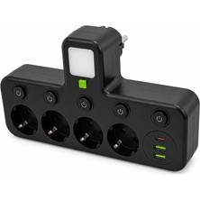 TemmuzX USB ve Type-C Girişli Çoklu Priz, Elektrik Uzatma Prizi, Telefon, Tablet, Bilgisayar ve Elektronik Cihazlar Için Çok Amaçlı Priz Çoğaltıcı, Ev ve Ofis