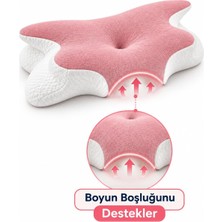 TemmuzX Kelebek Uyku Yastığı Boyun DESTEKLI%100 Memory Foam Visco Yastık
