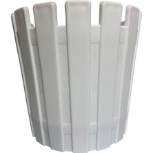 TemmuzX Beyaz Plastik Saksı, Çıtalı Tasarım, Modern Stil, Ev ve Bahçe Için Dekoratif Saksı 16X15 cm