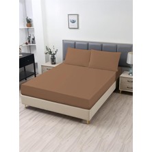 TemmuzX Ranforce Akfil Kahverengi Lastikli Çarşaf Yastık Kılıflı Tek Çift Battal Boy Fitted Çarşaf Seti Kahverengi 120 x 200 180 x 200