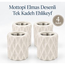 TemmuzX Ehlikeyf Elmas Desenli,1 Kadeh Yuvalı,metal Iç Hazneli,termojelli Soğutucu (4 Adet Mermer)