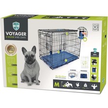 TemmuzX Voyager Köpek Kafesi 2 Kapılı M Mavi 76X48X53CM