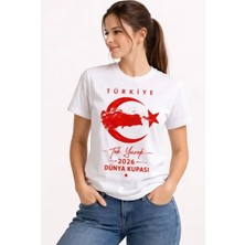 Milas Toptan Türkiye Ay Yıldız 2026 Dünya Kupasi Taraftar Forma T-Shirt - Beyaz