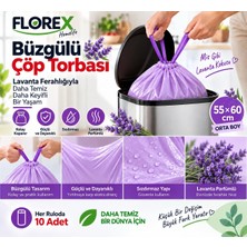 TemmuzX Büzgülü Çöp Torbası,orta Boy 55X60CM,SIZDIRMAZ,DAYANIKLI, Lavanta-1rulo