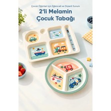 Wumboo 2'li Melamin Çocuk Tabağı - Ekstra Dayanıklı Bpa Free Beslenme Seti- Kırılmaz Çocuk Beslenme Tabağı