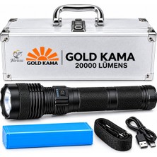 farissu 20000 Lümen Şarjlı LED El Feneri, 2-3 Km Menzilli, Zoomlu, 5 Modlu, Powerbank Özellikli
