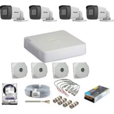 Hikvision 4 Kameralı Dış Ortam Güvenlik Kamera Seti 1920 x 1080 HD Gece Görüşü Özelliği ile