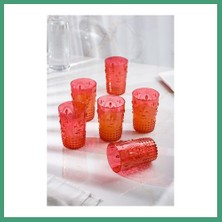 S'82 Akrilik Kırmızı 6'lı Kısa Bardak & Su Meşrubat Kahve Yanı Bardağı 400 ml ( Cam Değildir ) BZS82
