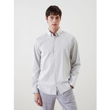LC Waikiki Lcw Vision Gri Regular Fit Uzun Kollu Çizgili Erkek Gömlek