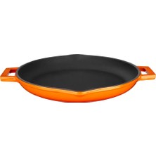 Lava Döküm  Yuvarlak Kızartma Tavası Çap 30 cm Turuncu