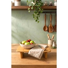 Kitchen Life Standlı Bambu Dikdörtgen Kesme Tahtası Dekoratif Sunumluk