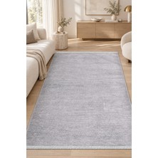 Ela Home Odona Gri Özel Ölçü Oturma Odası Koridor Kaydırmaz Taban Yıkanabilir Robot Süpürge Uyumlu Ince Kilim