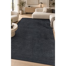 Ela Home Roset Antrasit Peluş Halı Kaymaz Tabanlı Yüksek Havlı Ekstra Yumuşak Tüy Dökmez Polyester Özel Ölçü