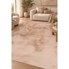 Ela Home Roset Bej Ekstra Yumuşak Kabartmalı Peluş Kaymaz Tabanlı Tüy Dökmez Toz Tutmaz Polyester Halı
