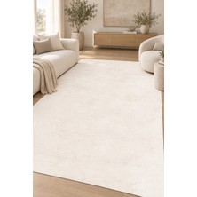Ela Home Roset Peluş Görünümlü Beyaz Ekstra Yumuşak Kaymaz Tabanlı Yüksek Havlı Tüy Dökmez Halı