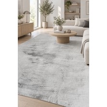 Ela Home Roset Gri Peluş Halı Kaymaz Tabanlı Ekstra Yumuşak Tüylü Yüksek Havlı Kabartmalı Polyester Halı