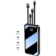 Intouch 20.000 mAh Kapasiteli Çoklu Kablolu Pilli Şarj Cihazı 5 V Çıkış Gücü Siyah Renkli