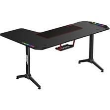 Siyah Oyuncu Masası, L Tasarım ve Ergonomik