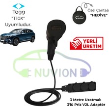 Nuvion V2L Kauçuk 3lü Priz Uzatma Şarj Adaptörü- Togg T10X Marka ile Uyumlu