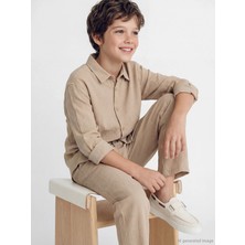 LC Waikiki Lcw Kids Bej Uzun Kollu Erkek Çocuk Poplin Gömlek