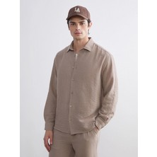 LC Waikiki Xsıde Bej Regular Fit Uzun Kollu Erkek Gömlek