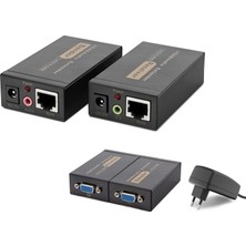 Midas Toptan VGA + Ses RJ45 Extender Seti 100 M - Siyah HDX1318