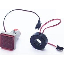 TemmuzX Omv9 22MM Dijital Voltmetre-Ampermetre Ac 50-500V 0-100A Kırmızı