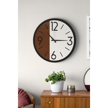 TemmuzX Modern Ahşap Duvar Saati 48 cm – Sessiz Mekanizma - Ceviz Beyaz