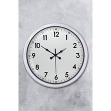 TemmuzX 52 cm Beyaz Metal Dekoratif Duvar Saati