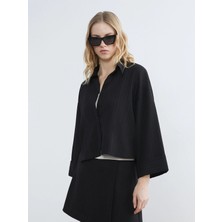 LC Waikiki Lcw Vision Siyah Çizgili Oversize Kadın Gömlek