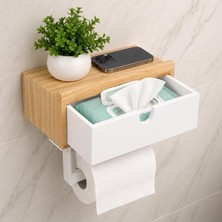 TemmuzX Tuvalet Kağıdı Tutucu, Delme Gerektirmez, Tuvalet Kağıdı Tutucu, Bambu